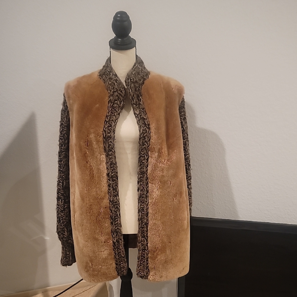 Unique Vintage Faux Furs by Richard Brown Knit Trim Jacket